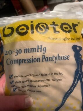 Beige 20-30 mmHg Compression Pantyhose 2 pairs new